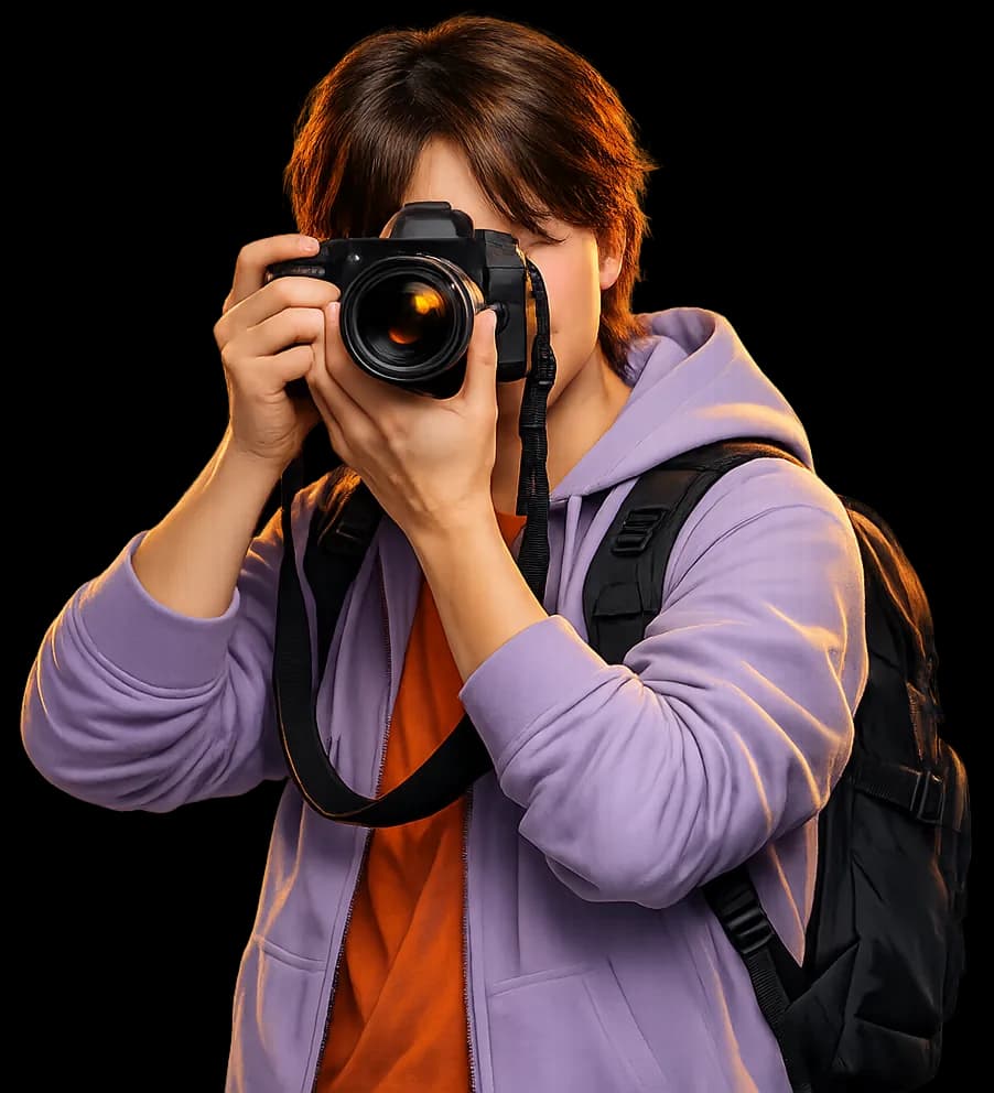 Illustration d'un photographe prenant une photo avec son appareil